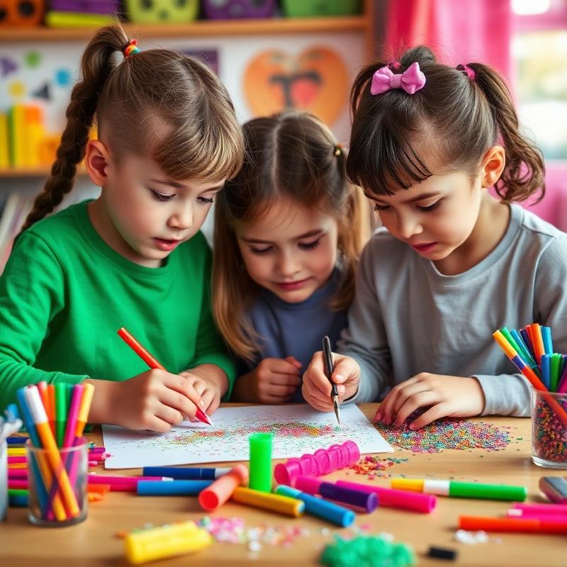 Kids doing creative crafts